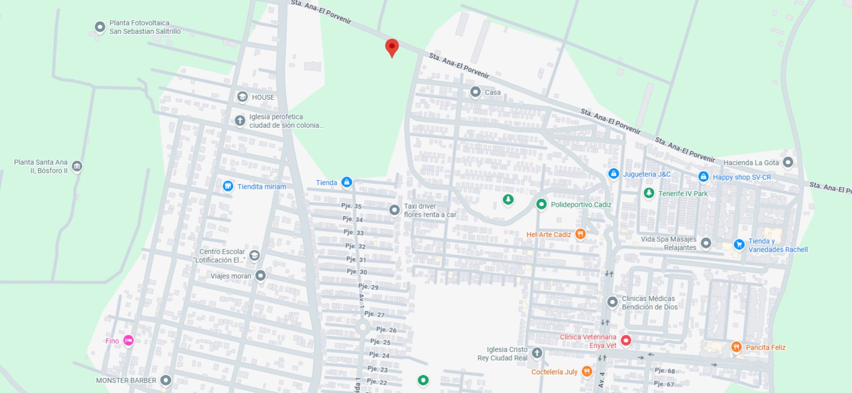 Mapa de ubicación de Villas y Quintas de San Luis, Cantón Los Amates, San Sebastián Salitrillo